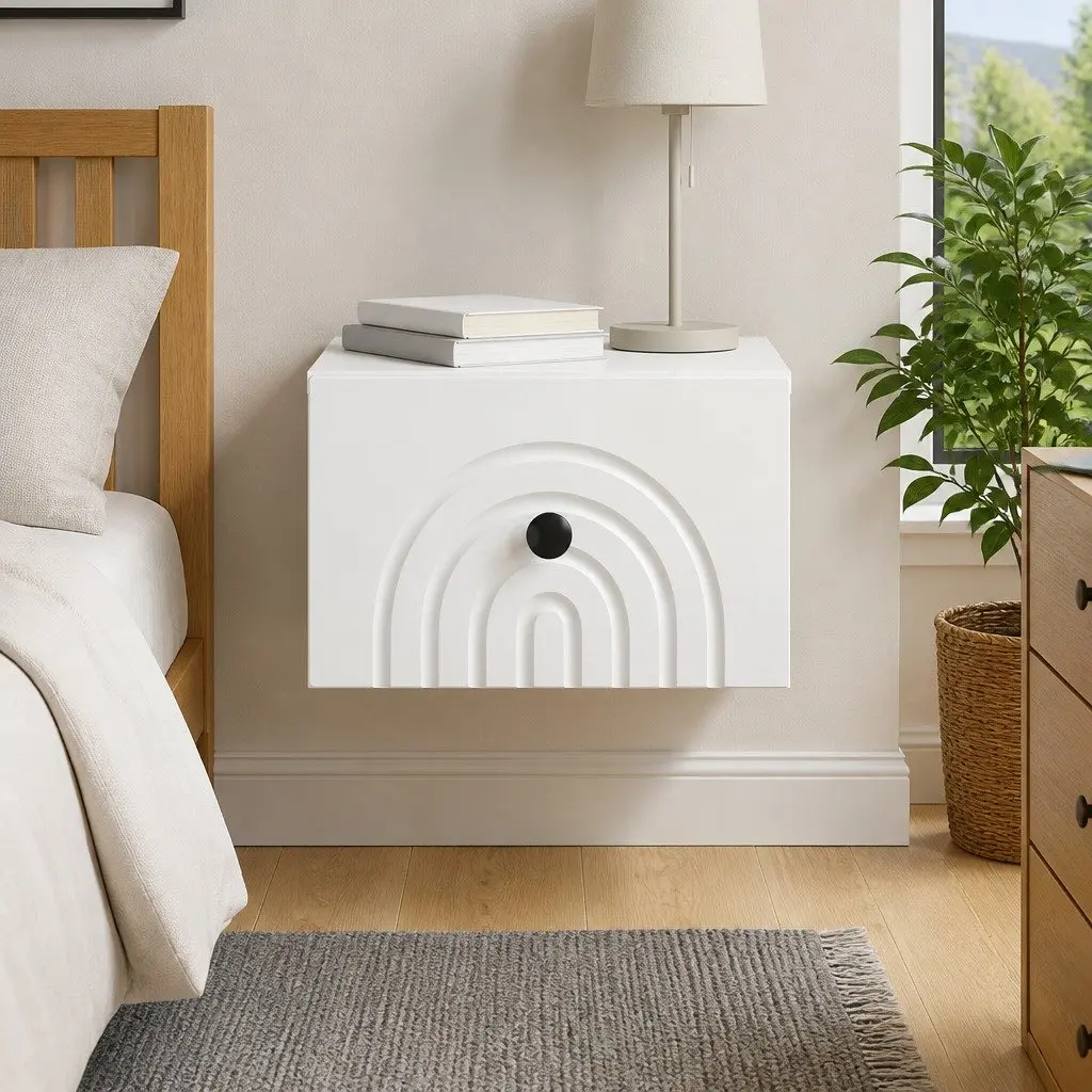 Wall-Mounted Cabinet Compact White Engineered Wood Drawer Storage Organiser