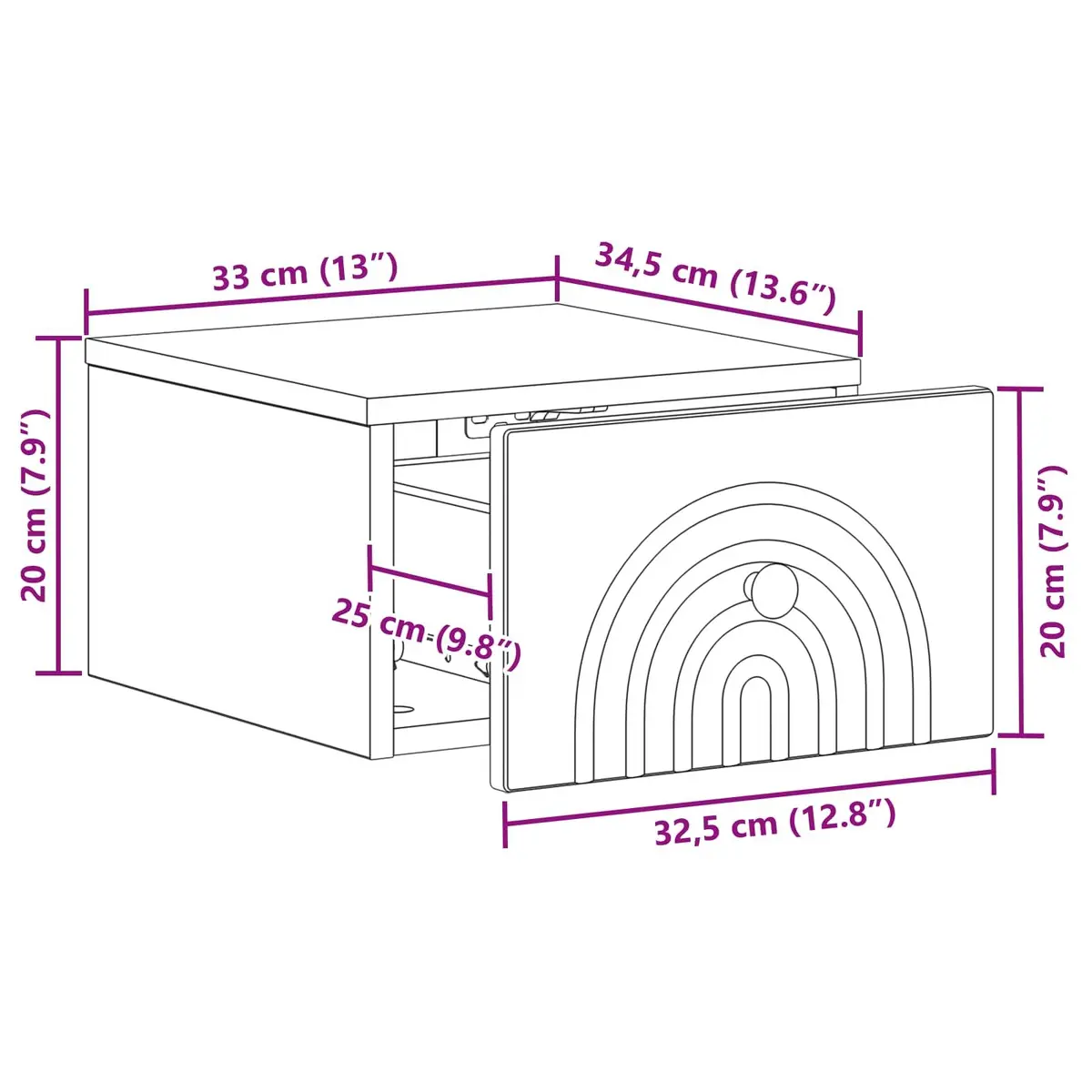 Wall-Mounted Cabinet Compact White Engineered Wood Drawer Storage Organiser