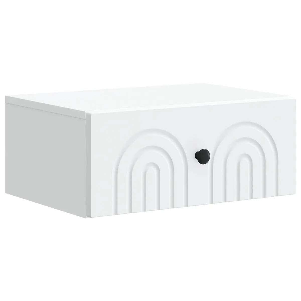 Wall-Mounted Bedside Cabinet White Engineered Wood Rectangular Storage Organizer