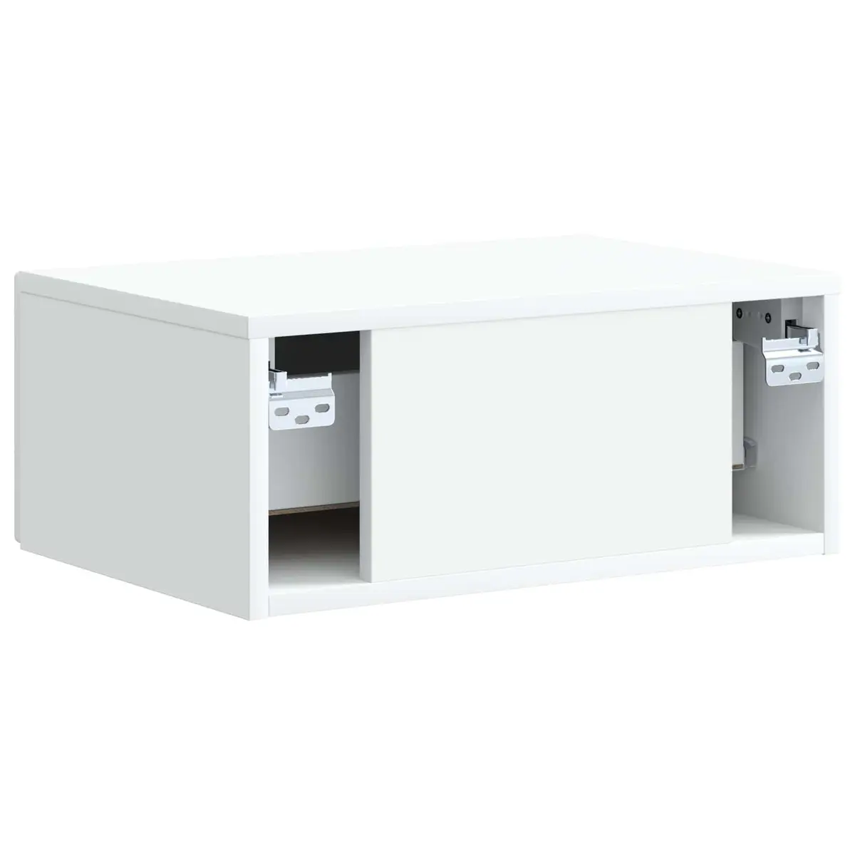 Wall-Mounted Bedside Cabinet White Engineered Wood Rectangular Storage Organizer