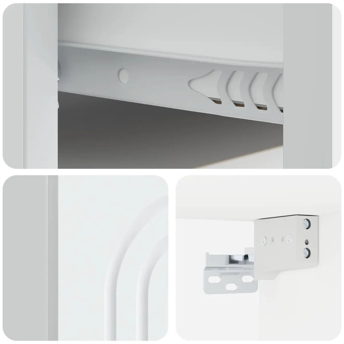 Wall-Mounted Bedside Cabinet White Engineered Wood Rectangular Storage Organizer