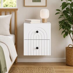 White Wall-Mounted Nightstand with Storage Drawer