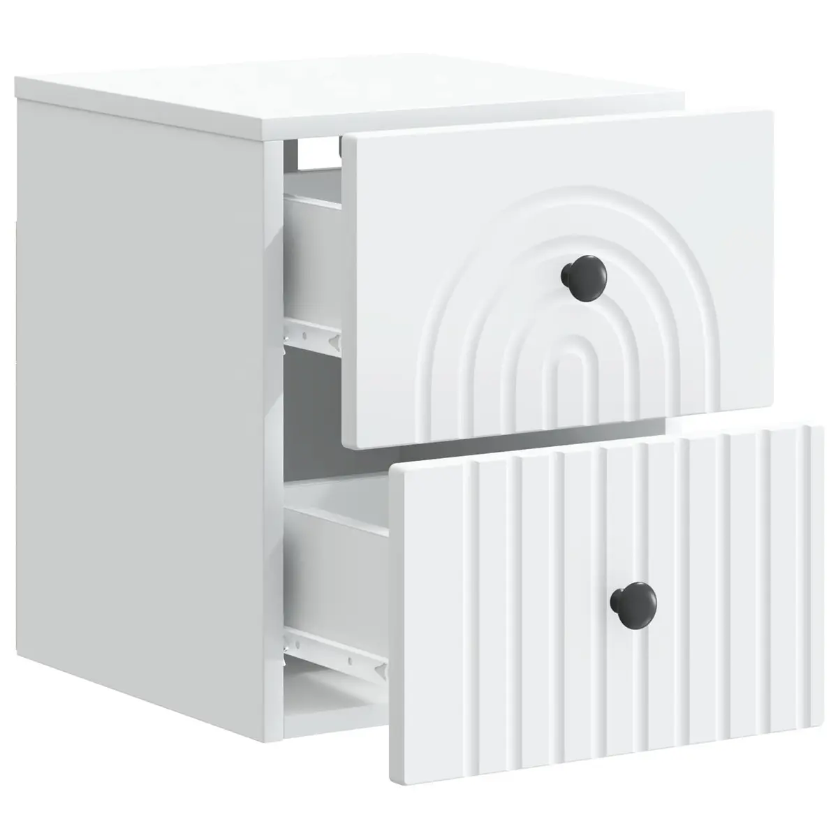 White Wall-Mounted Nightstand with Storage Drawer