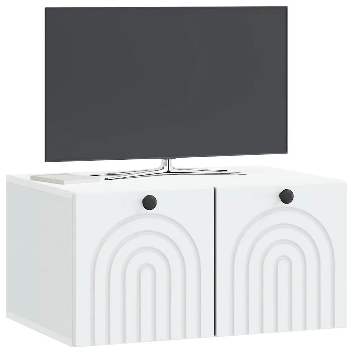 Wall-Mounted TV Cabinet White Modern Living Room Storage Engineered Wood