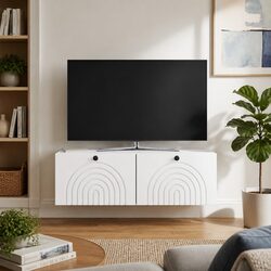White Wall-Mounted TV Cabinet for Stylish Living Rooms