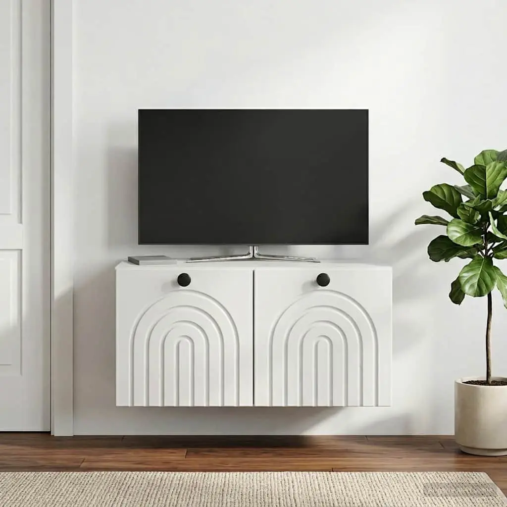 Wall-Mounted TV Cabinet in White 59.5 x 31 x 30 cm