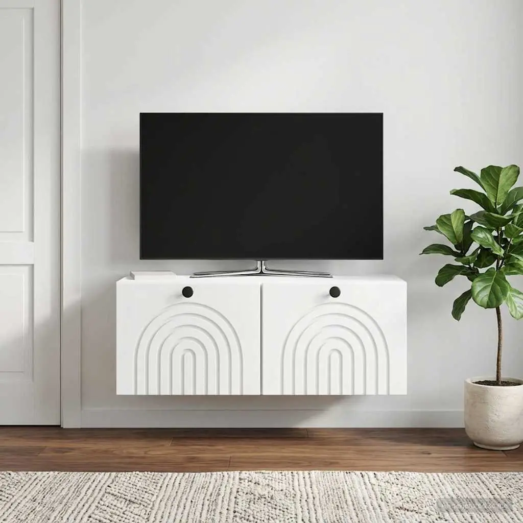 White Wall-Mounted TV Cabinet for Living Room