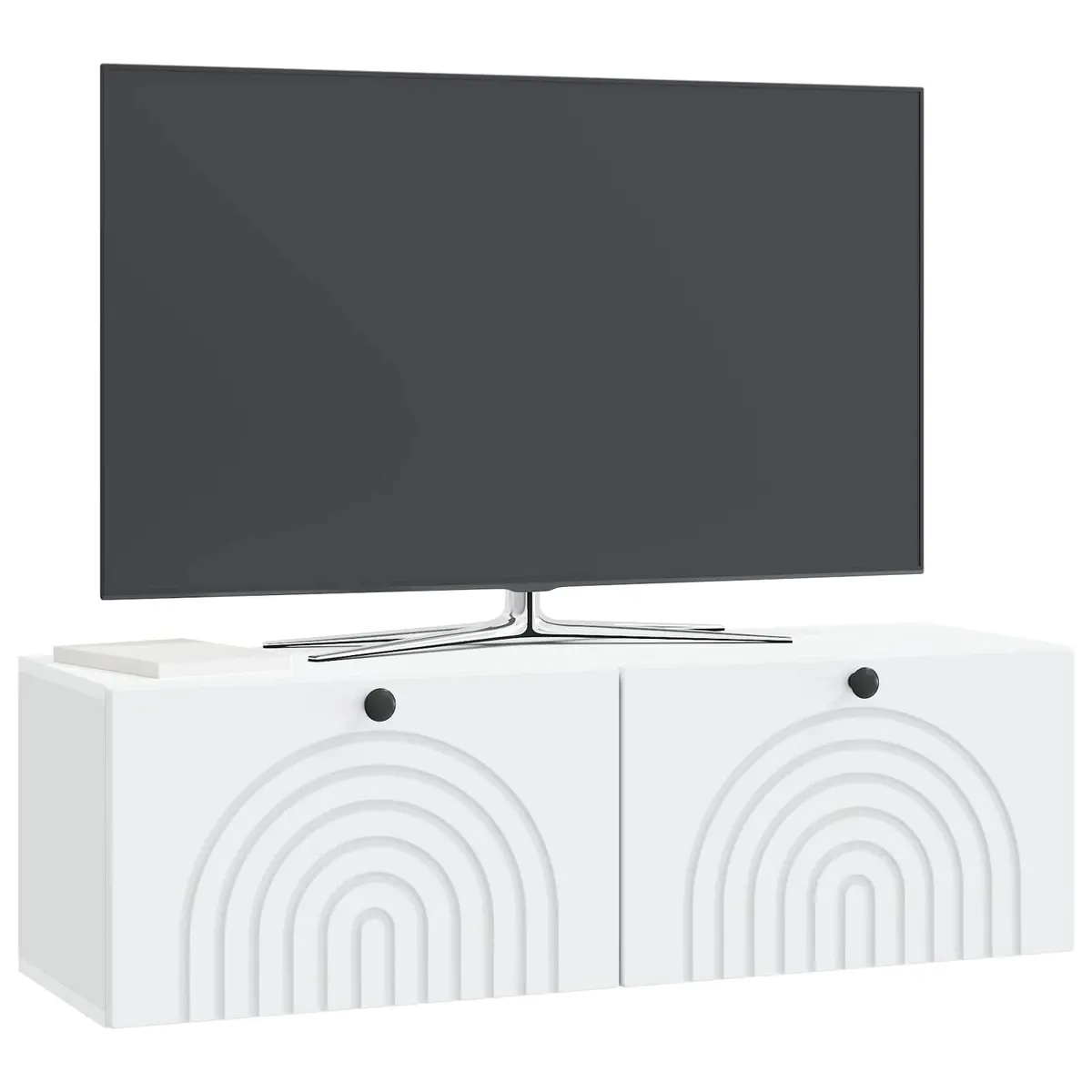 White Engineered Wood Wall-Mounted TV Cabinet