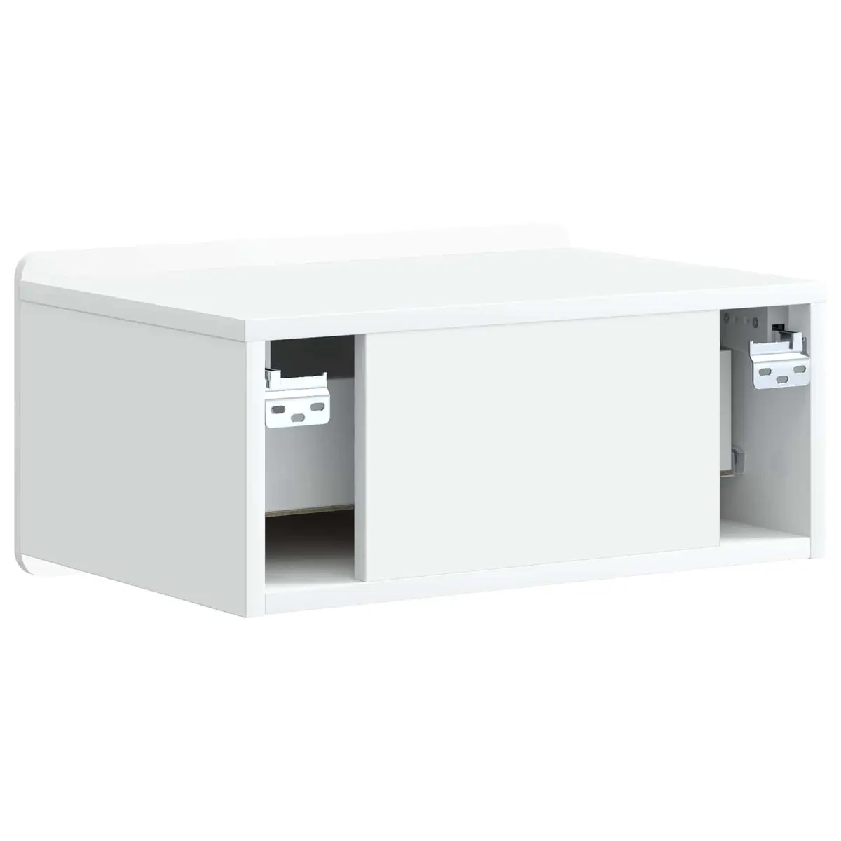 Wall-Mounted Bedside Cabinet White Engineered Wood Storage Unit 49 x 34.5 x 24 cm