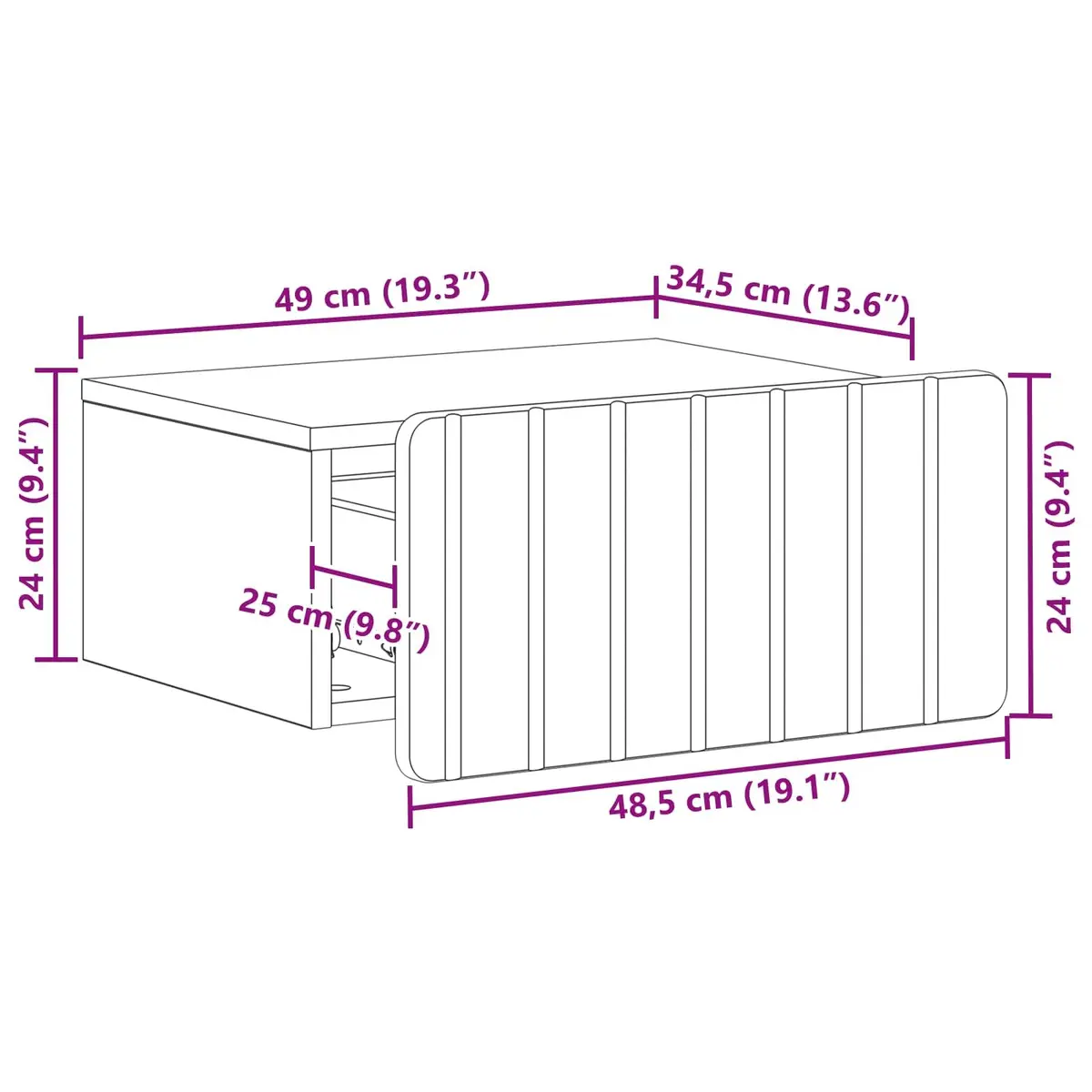 Wall-Mounted Bedside Cabinet White Engineered Wood Storage Unit 49 x 34.5 x 24 cm