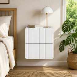Charming White Wall-Mounted Nightstand for Small Spaces