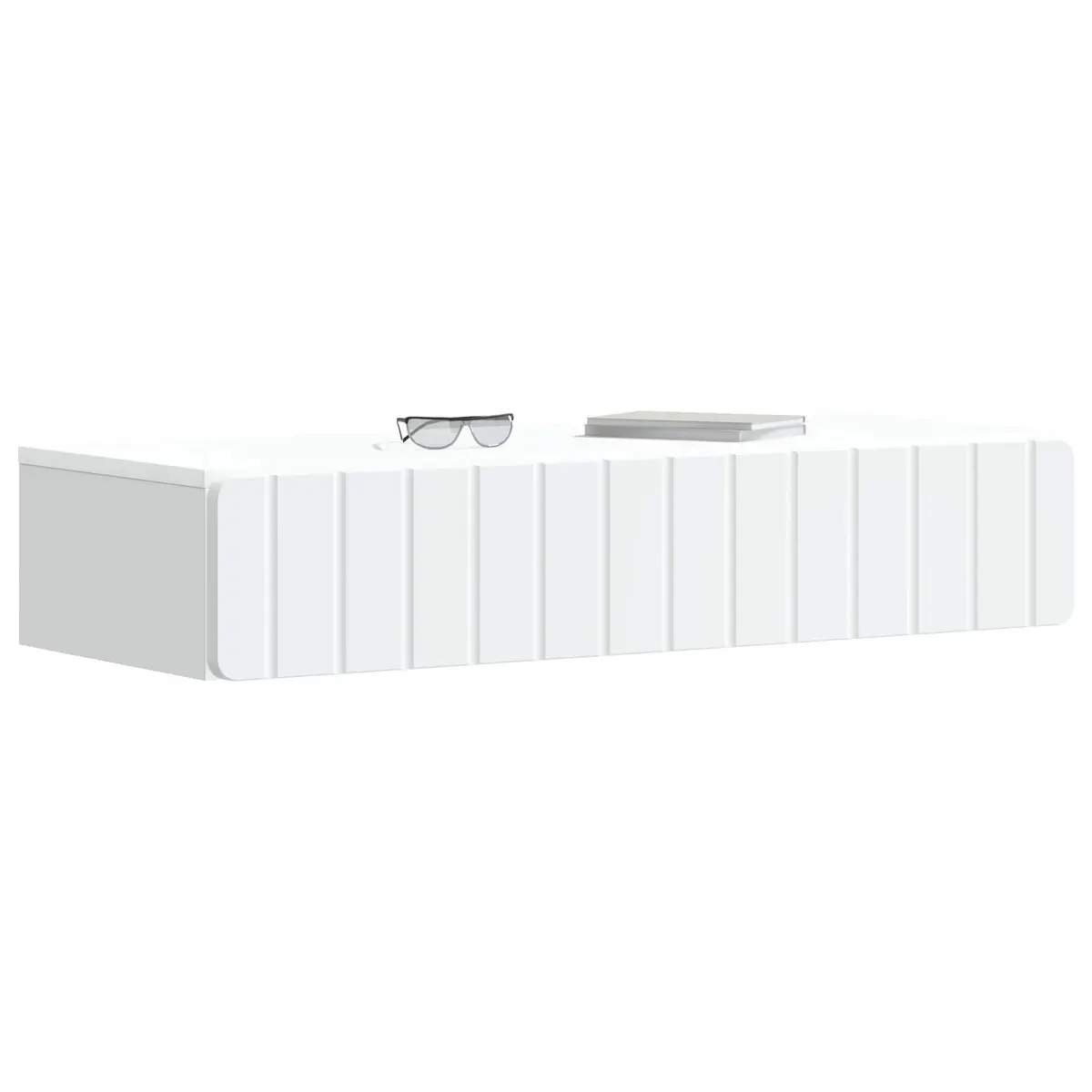 Wall-Mounted Side Table White Storage Cabinet Rectangular Engineered Wood