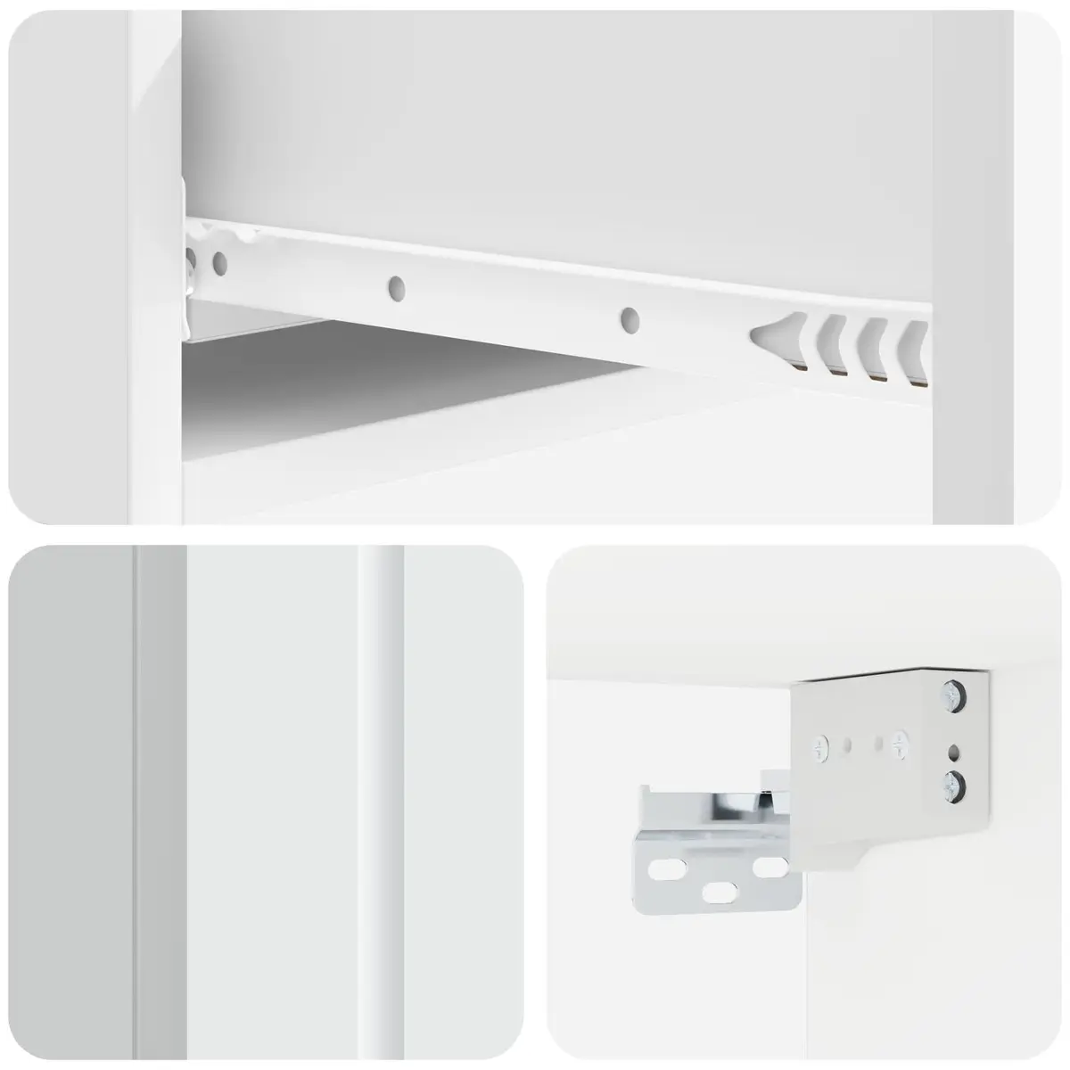 Wall-Mounted Side Table White Storage Cabinet Rectangular Engineered Wood