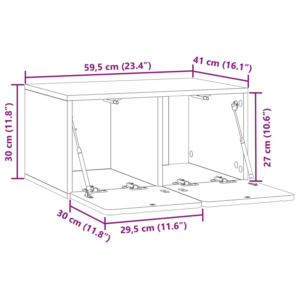 Wall-Mounted TV Cabinet Modern Minimalist 59.5 x 41 x 30 cm Engineered Wood White