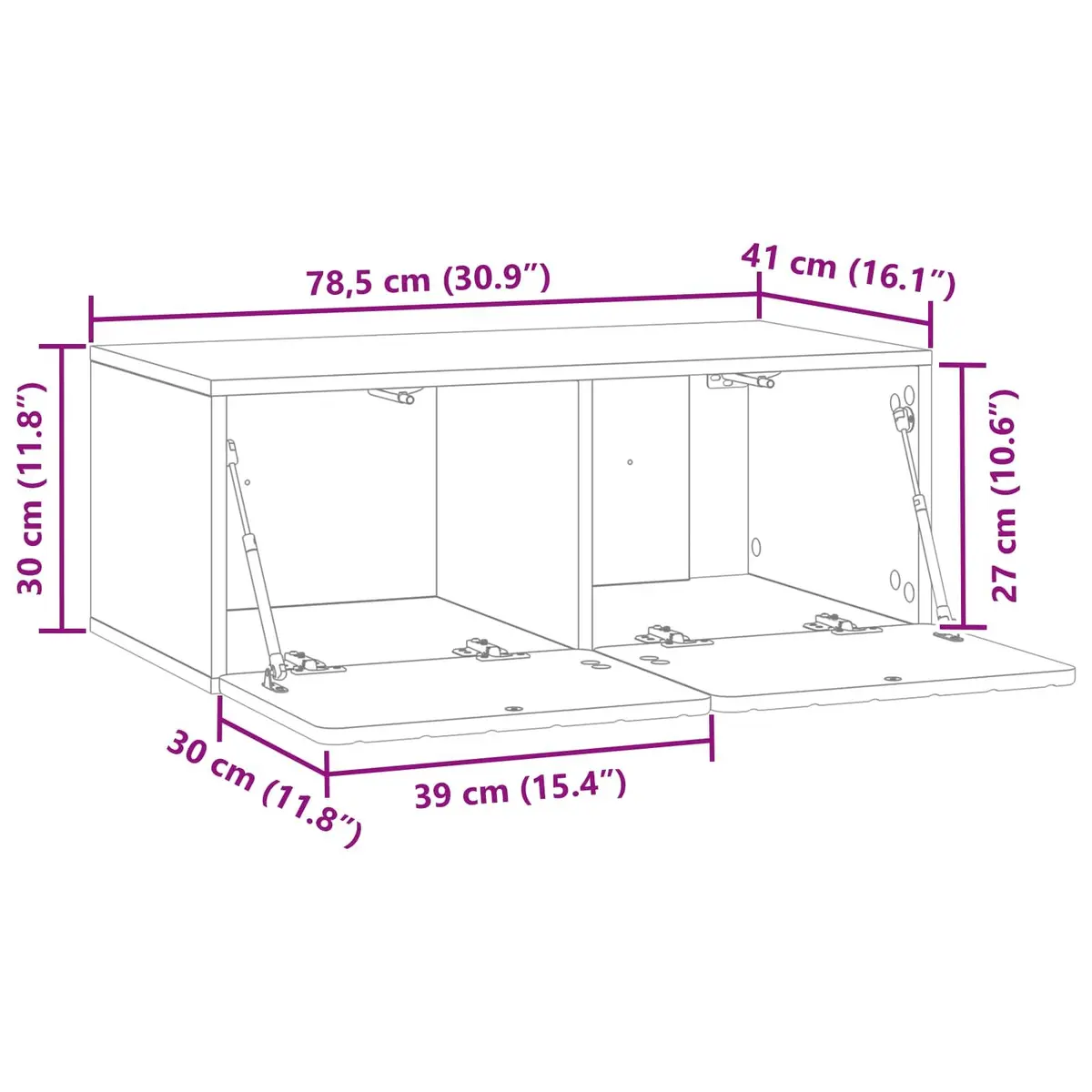 Wall-Mounted TV Cabinet 78.5 x 41 x 30 cm White Storage Unit Modern Design