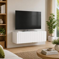 White Wall-Mounted TV Cabinet for Modern Living Spaces