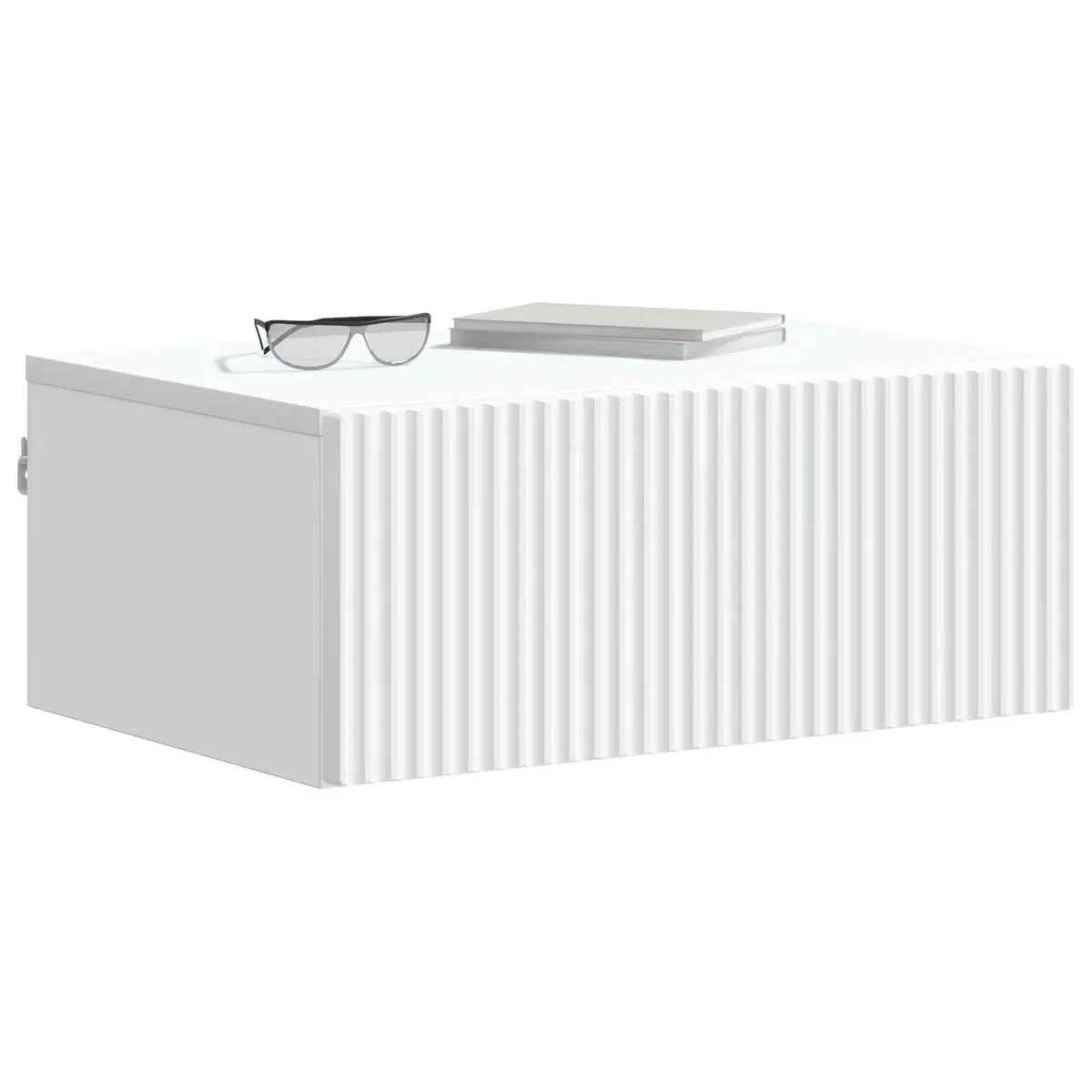 Wall-Mounted Bedside Cabinet White Compact Bedroom Nightstand Storage Organizer