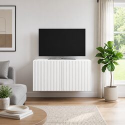White Wall-Mounted TV Cabinet for Modern Living Rooms