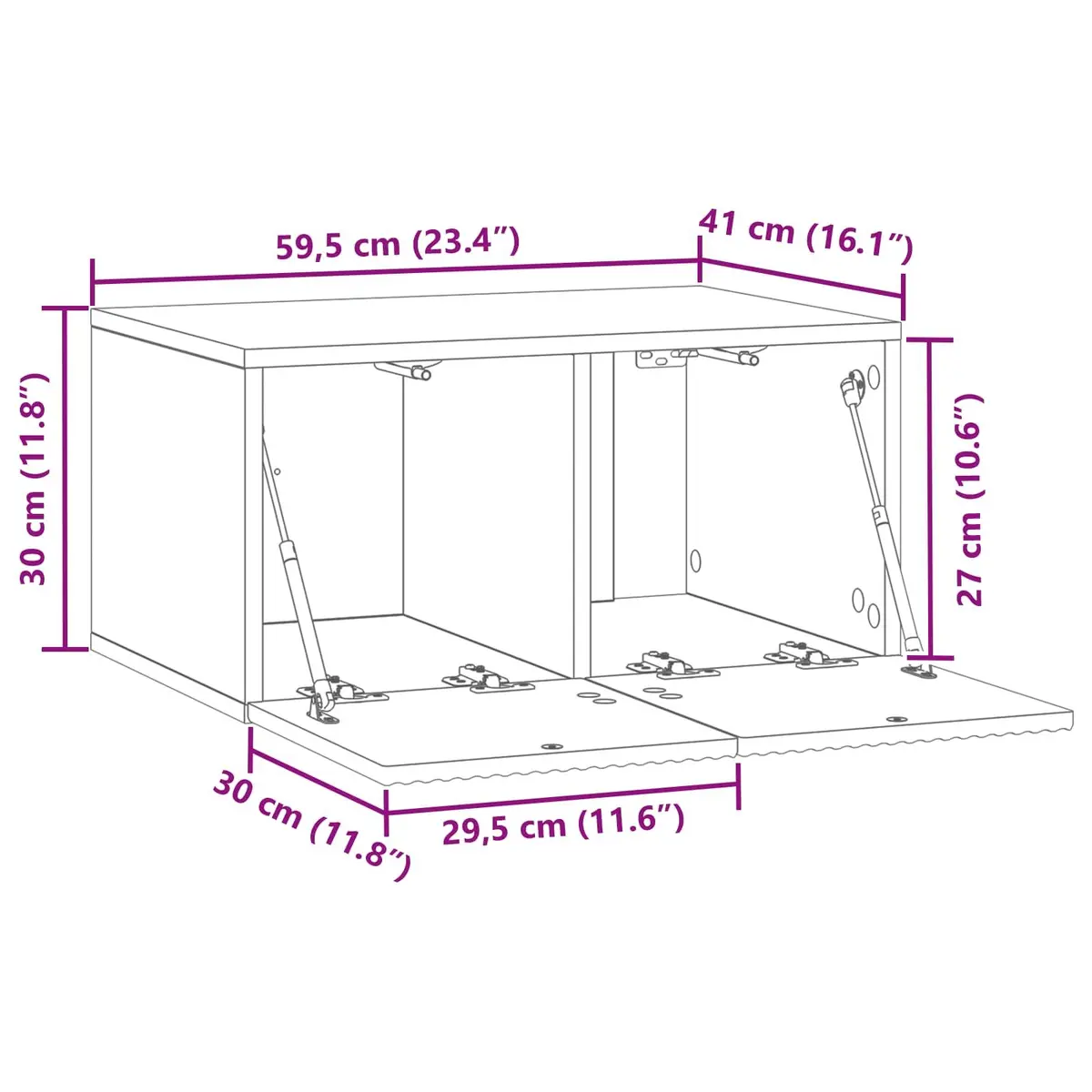 Wall-Mounted TV Cabinet Modern White 59.5 x 41 Engineered Wood