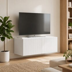 Stylish Wall-Mounted TV Cabinet in White for Modern Living