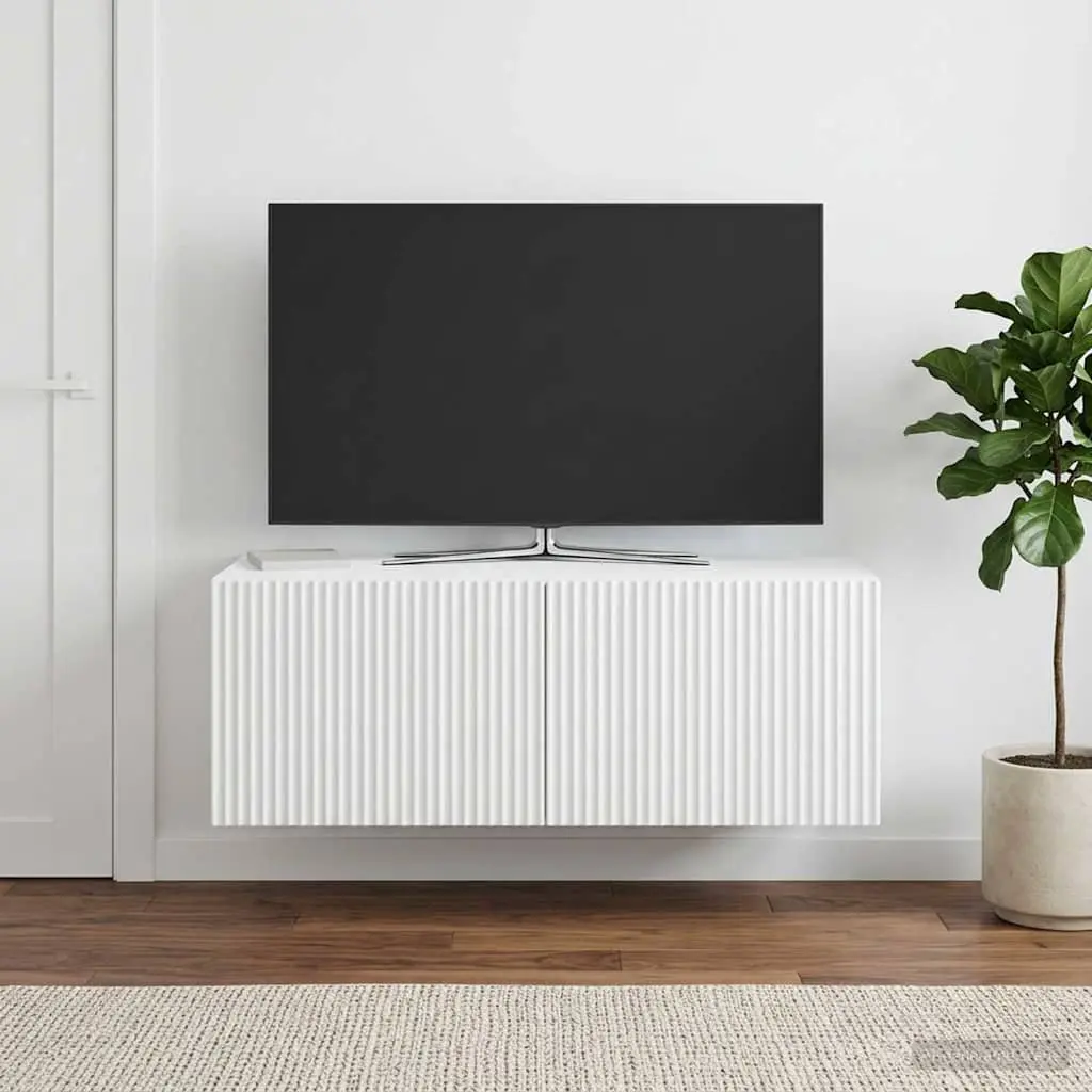 Wall-Mounted TV Cabinet White Modern Living Room Storage Engineered Wood 78.5cm