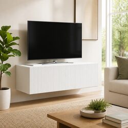 Stylish White Wall-Mounted TV Cabinet for Living Rooms