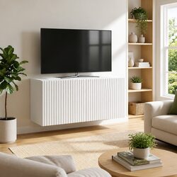 White Wall-Mounted TV Cabinet for Stylish Living Spaces
