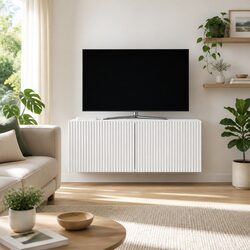 White Wall-Mounted TV Cabinet for Modern Living Spaces