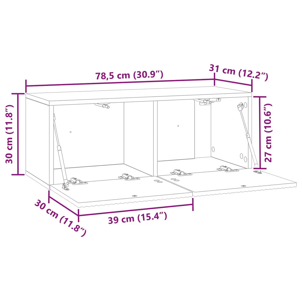 Wall-Mounted TV Cabinet White Modern Storage Unit Living Room Entertainment
