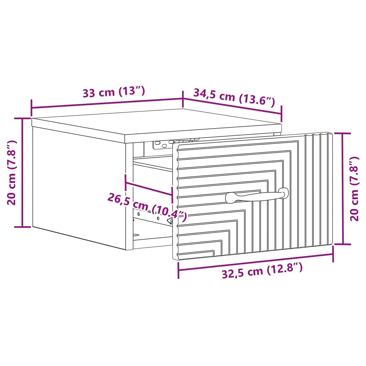 Wall-Mounted Bedside Cabinet White Storage Table 34.5 x 33 x 20 cm Engineered Wood