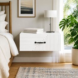 White Wall-Mounted Bedside Cabinet for Storage