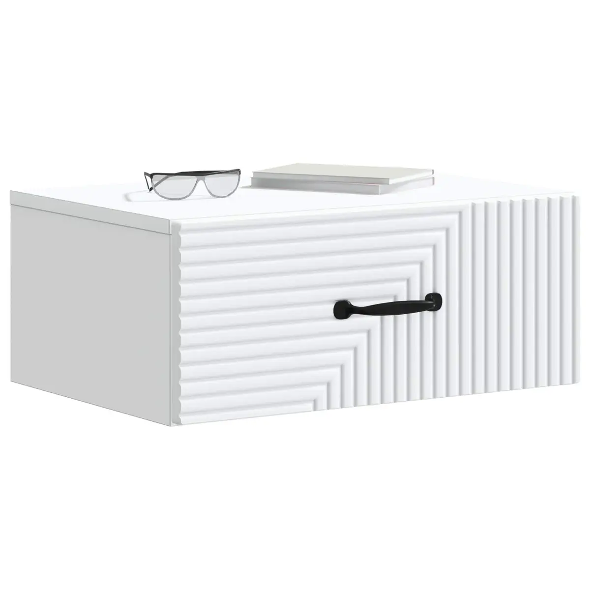 Wall-Mounted Bedside Cabinet Modern White Storage Furniture Wood 49 x 34.5 x 20 cm
