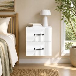 Wall-Mounted Bedside Cabinet in White 34.5 x 33 x 40 cm