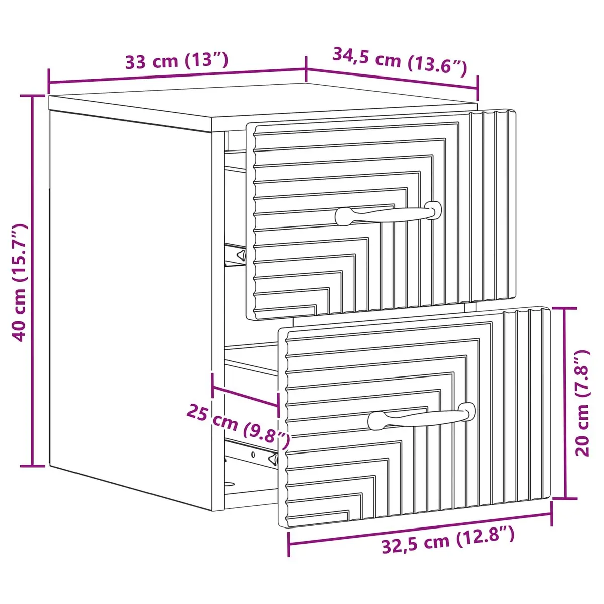 Wall-Mounted Bedside Cabinet in White 34.5 x 33 x 40 cm