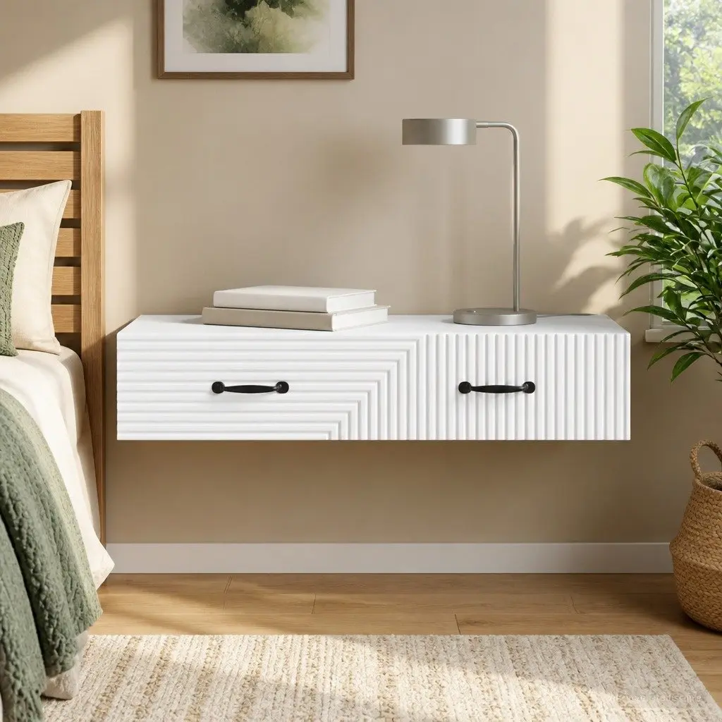 Wall-Mounted Side Table Modern White 87.5cm Engineered Wood