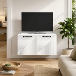 Modern Wall-Mounted TV Cabinet in White 59.5 x 41 x 30cm