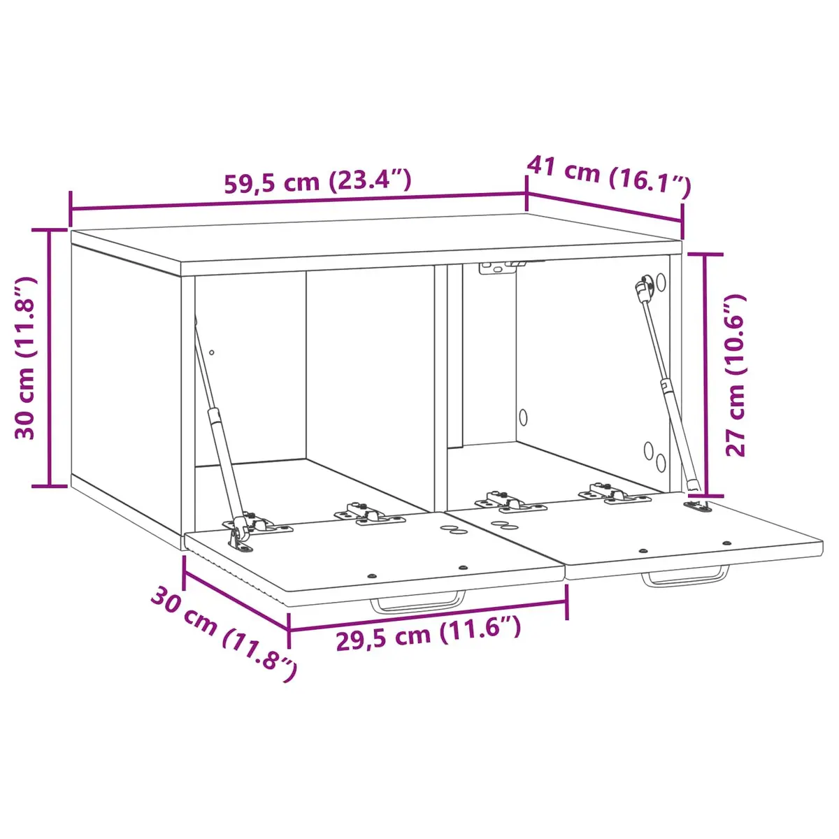Wall-Mounted TV Cabinet in White 59.5 x 41 x 30cm