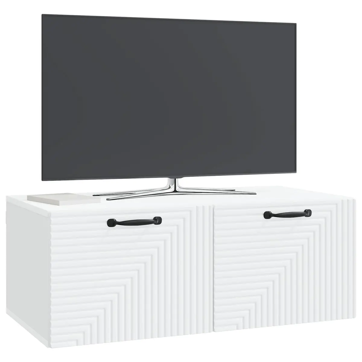 Wall-Mounted TV Cabinet White 78.5 x 41 x 30 cm Engineered Wood Modern Living Room Storage Unit