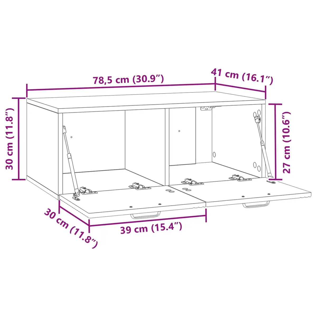 Wall-Mounted TV Cabinet White 78.5 x 41 x 30 cm Engineered Wood Modern Living Room Storage Unit