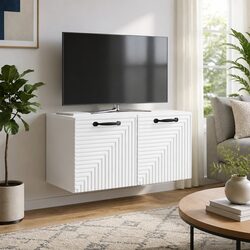 White Wall-Mounted TV Cabinet for Modern Living Spaces