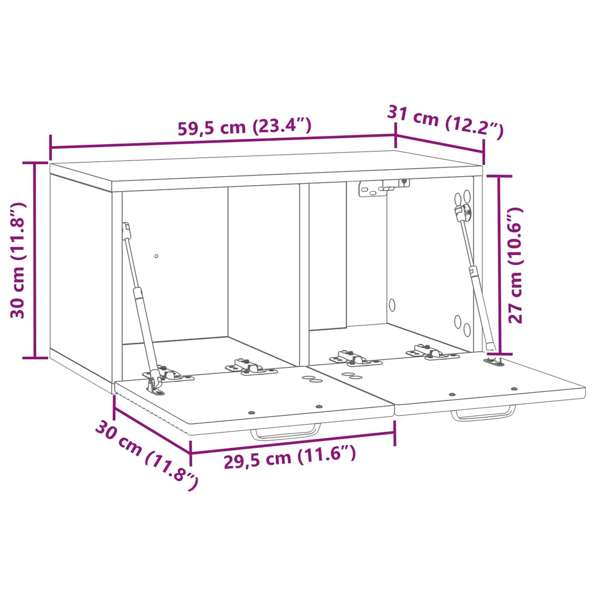 Wall-Mounted TV Cabinet White Modern 59.5x31x30cm Engineered Wood