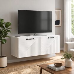 Stylish Wall-Mounted TV Cabinet in White