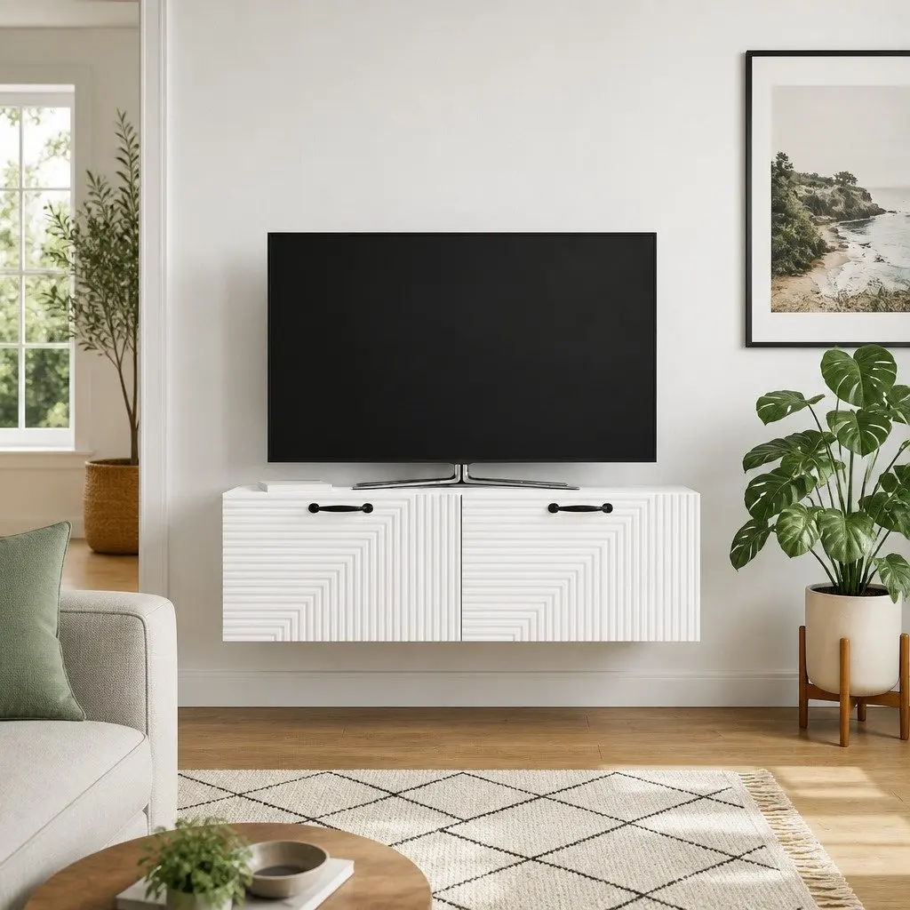 Wall-Mounted TV Cabinet in White