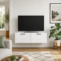 Modern Wall-Mounted TV Cabinet in White