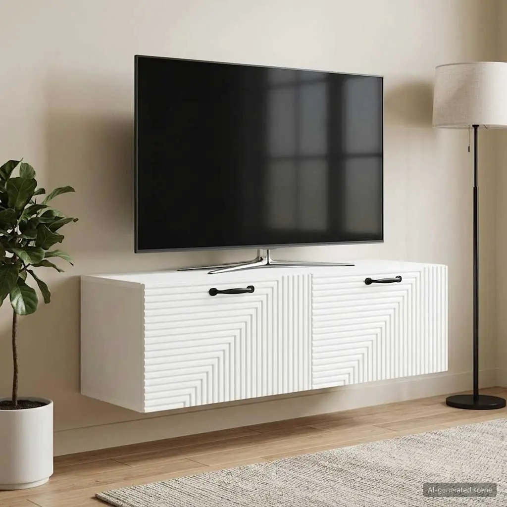 Wall-Mounted TV Cabinet in White