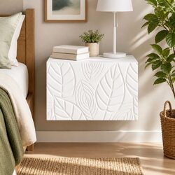 Compact White Wall-Mounted Side Table with Drawer