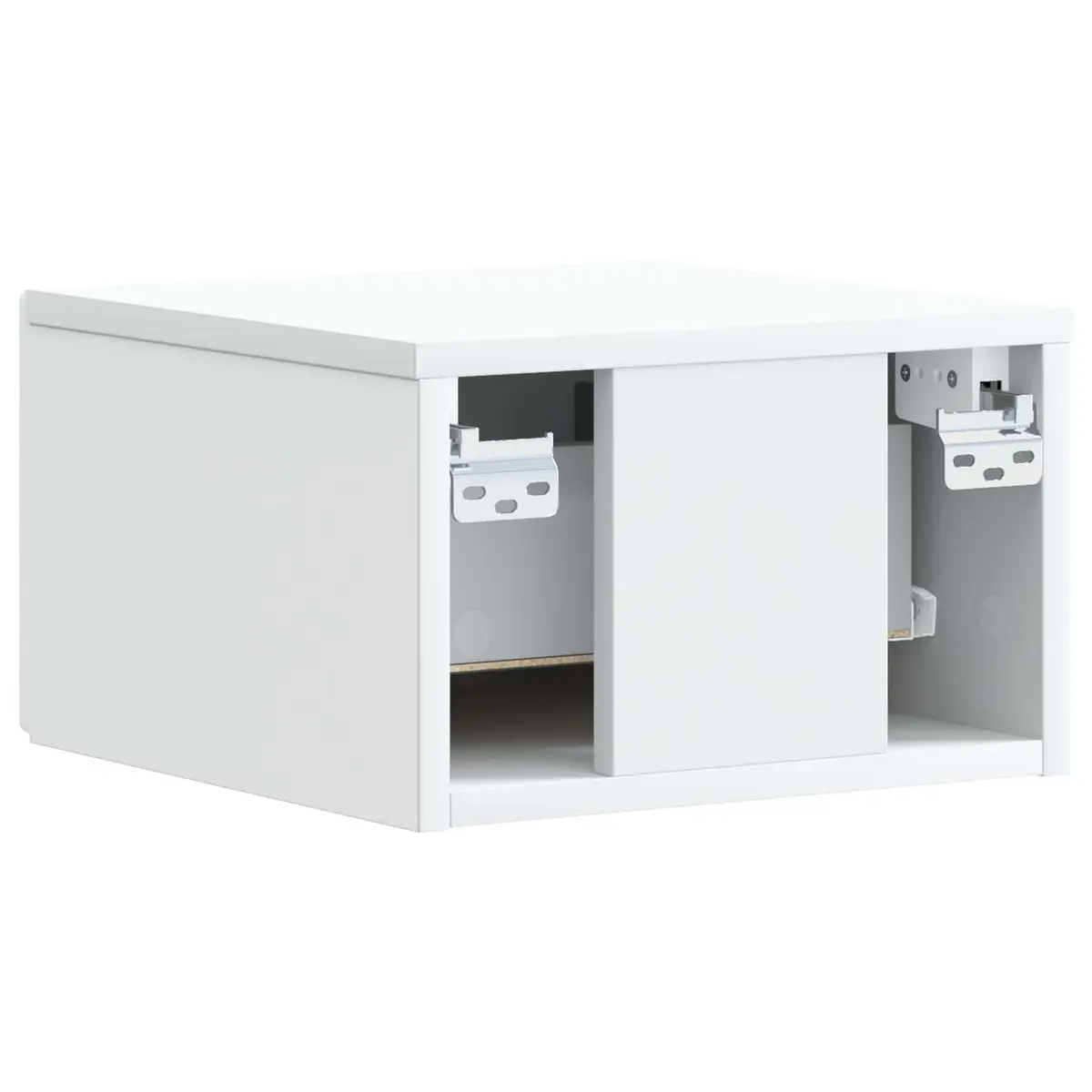 Wall-Mounted Side Table White Modern Compact Storage Drawer Engineered Wood