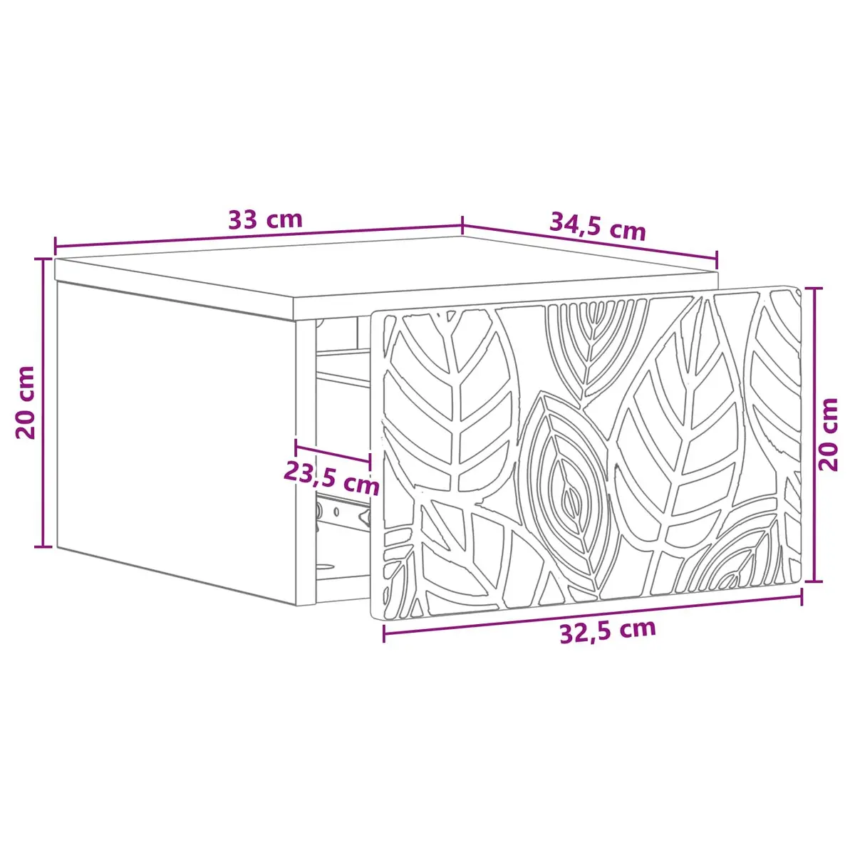 Wall-Mounted Side Table White Modern Compact Storage Drawer Engineered Wood