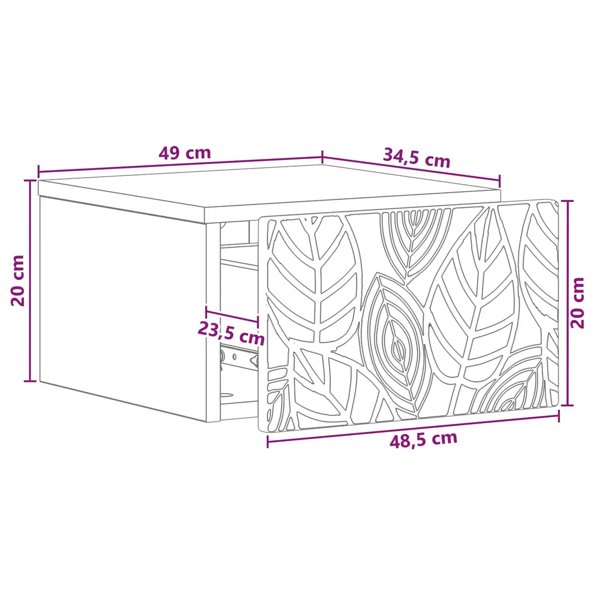 Wall-Mounted Bedside Cabinet White Compact Nightstand Engineered Wood