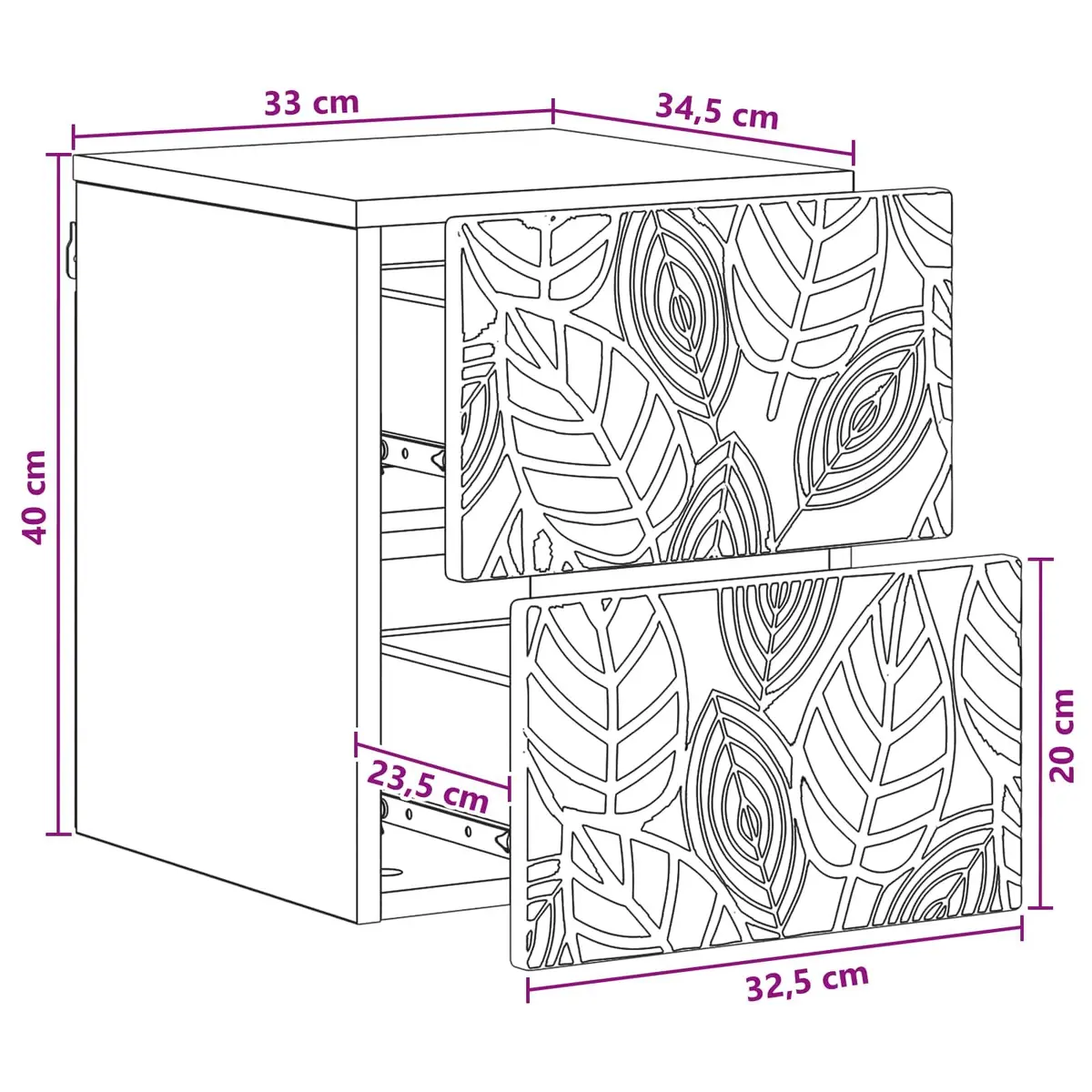 White Wall-Mounted Bedside Cabinet for Bedrooms